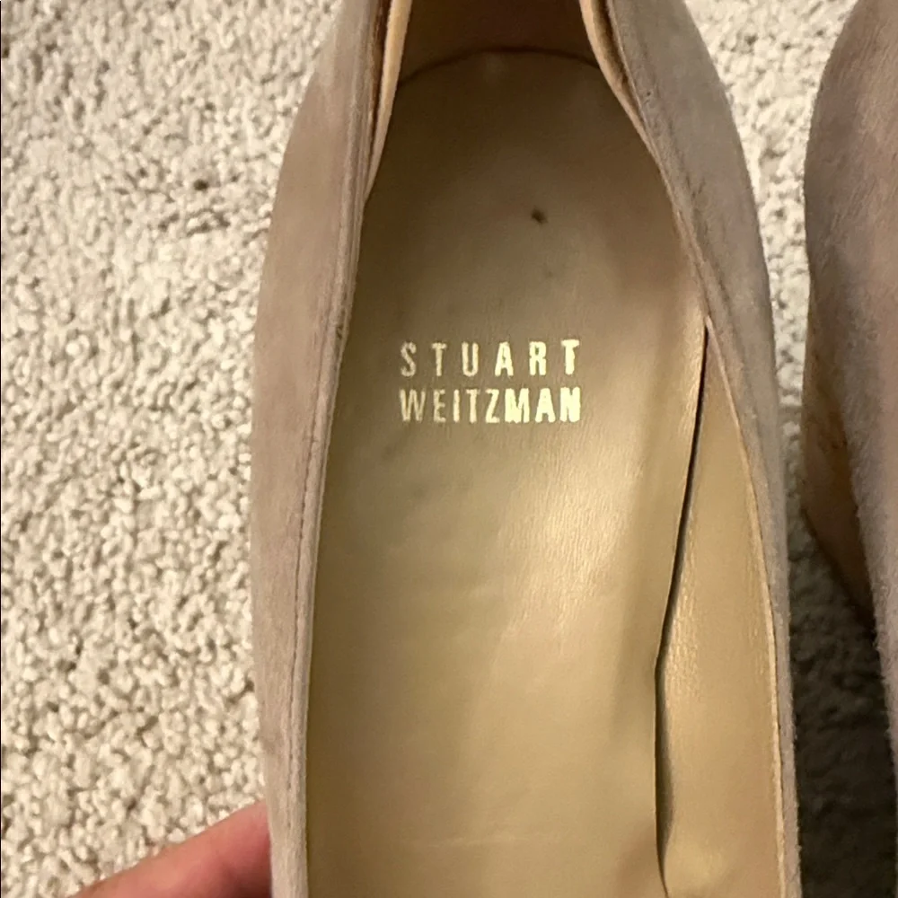 Stuart Weitzman Taupe Suede Cork Wedge Pumps - Picture 6 of 6